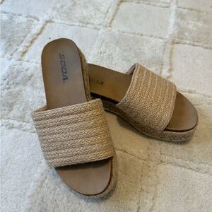 Soda Women's Beige Espadrille Slides